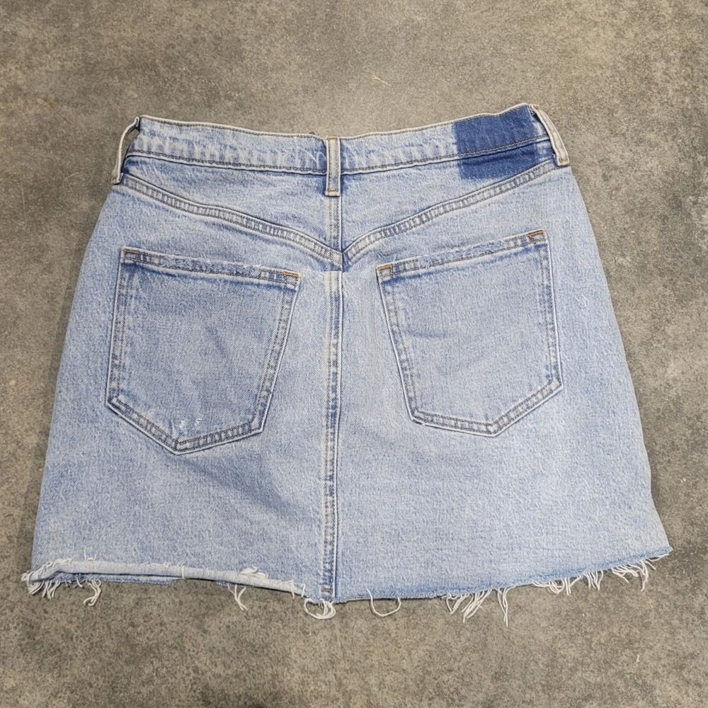 Abercrombie & Fitch Skirt 29 8 Light Blue Denim 90s Micro Mini High Rise Raw Hem - Picture 2 of 4